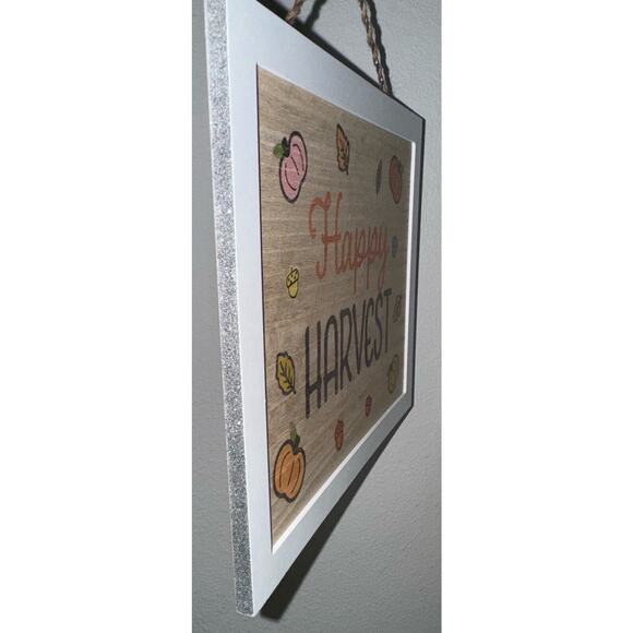 Spritz Indoor Set Of 2 Wooden HAPPY HARVEST Hanging Wall Signs 10"H x 12"W - Picture 4 of 7